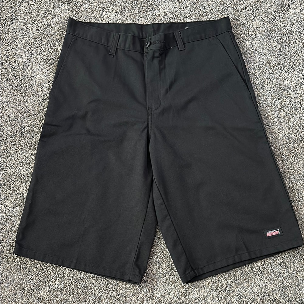 Dickies Black Flat Front Shorts Tailored Design